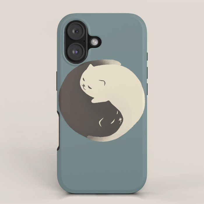 Hidden cat 9 blue yin yang kitty hug iPhone Case Gallery Image 1