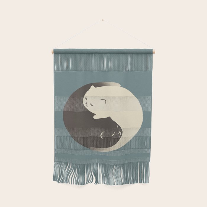 Hidden cat 9 blue yin yang kitty hug Wall Hanging Gallery Image 1