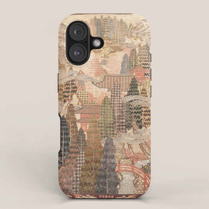 Antique 1920's Chinese Art Deco Abstract Landscape Tapestry iPhone Case Gallery Image 1