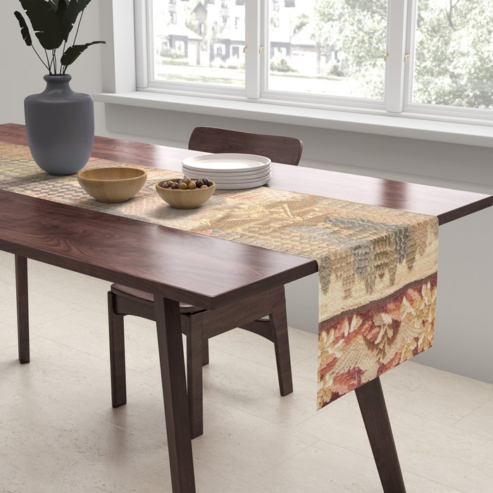 Antique 1920's Chinese Art Deco Abstract Landscape Tapestry Table Runner Gallery Image 2