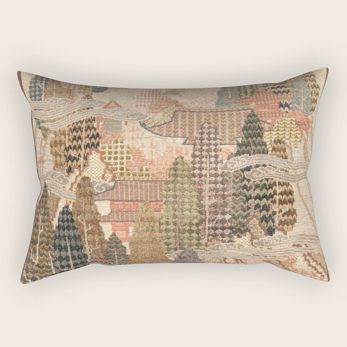 Antique 1920's Chinese Art Deco Abstract Landscape Tapestry Rectangular Pillow Gallery Image 2