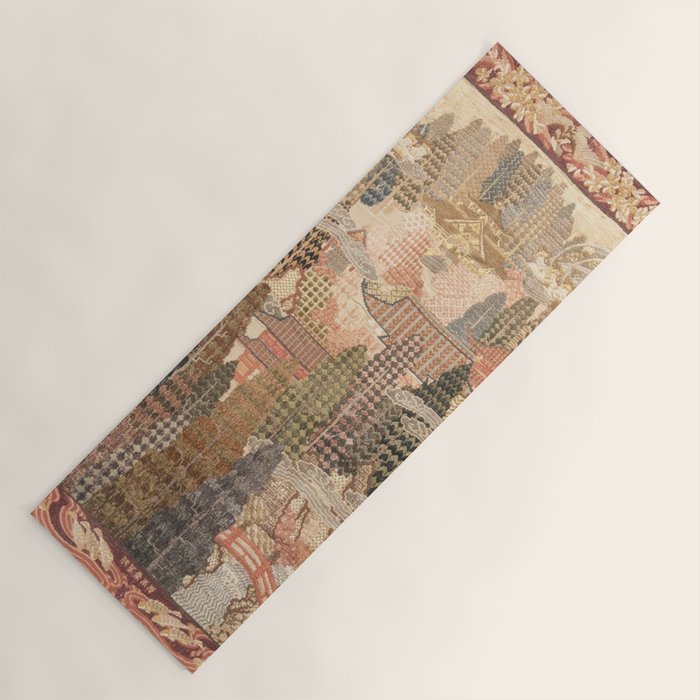 Antique 1920's Chinese Art Deco Abstract Landscape Tapestry Yoga Mat Gallery Image 1