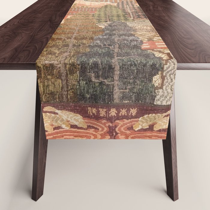 Antique 1920's Chinese Art Deco Abstract Landscape Tapestry Table Runner Gallery Image 1