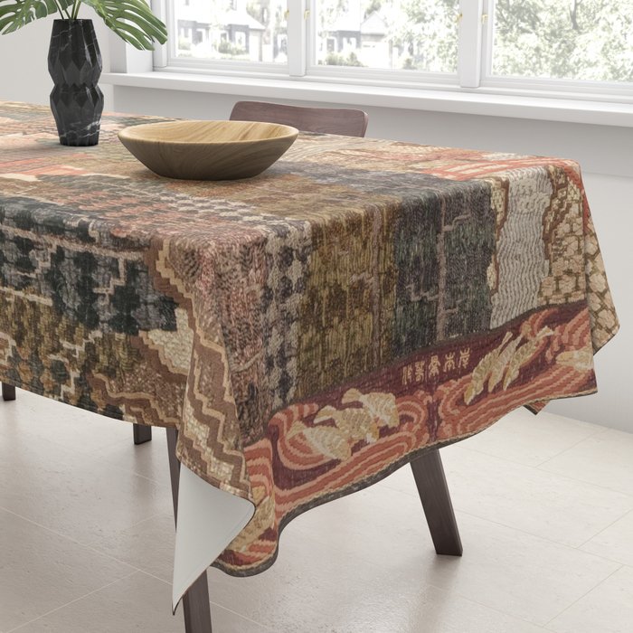 Antique 1920's Chinese Art Deco Abstract Landscape Tapestry Tablecloth Gallery Image 3