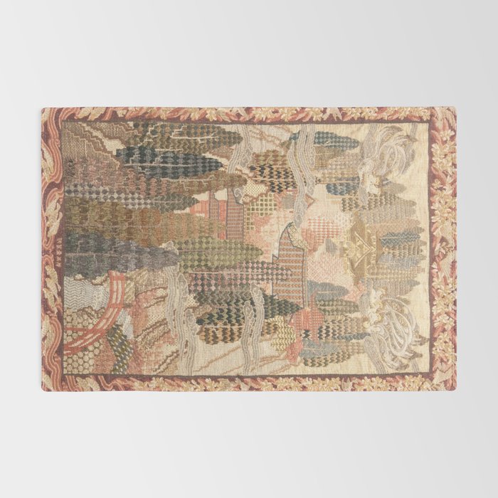 Antique 1920's Chinese Art Deco Abstract Landscape Tapestry Rug Gallery Image 2