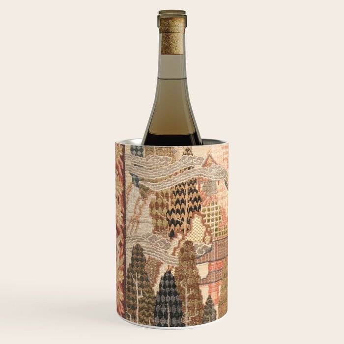 Antique 1920's Chinese Art Deco Abstract Landscape Tapestry Wine Chiller Gallery Image 2