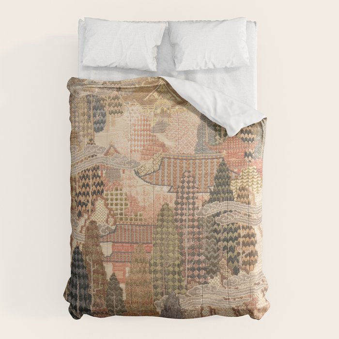 Antique 1920's Chinese Art Deco Abstract Landscape Tapestry Comforter Gallery Image 6