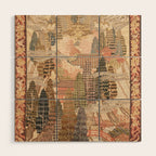 Antique 1920's Chinese Art Deco Abstract Landscape Tapestry Wood Wall Art Gallery Image 1