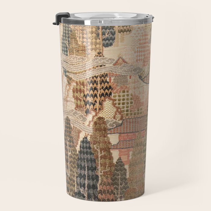 Antique 1920's Chinese Art Deco Abstract Landscape Tapestry Travel Mug Gallery Image 3