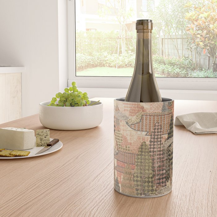 Antique 1920's Chinese Art Deco Abstract Landscape Tapestry Wine Chiller Gallery Image 4