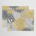 Modern Elegant Chic Floral Pattern, Soft Yellow, Gray, White Placemat Gallery Image 1