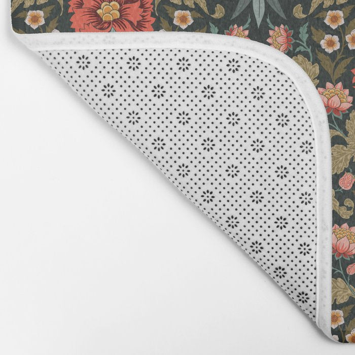 Victorian Carnation in Moody Red and Green Bath Mat Gallery Image 2