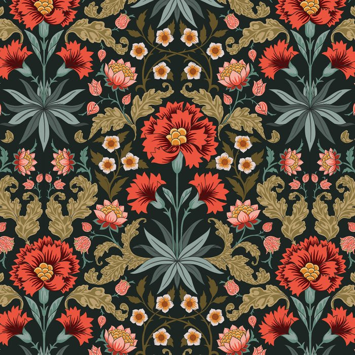 Victorian Carnation in Moody Red and Green Coffee Mug Gallery Image 2