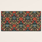 Victorian Carnation in Moody Red and Green Desk Mat Gallery Image 3