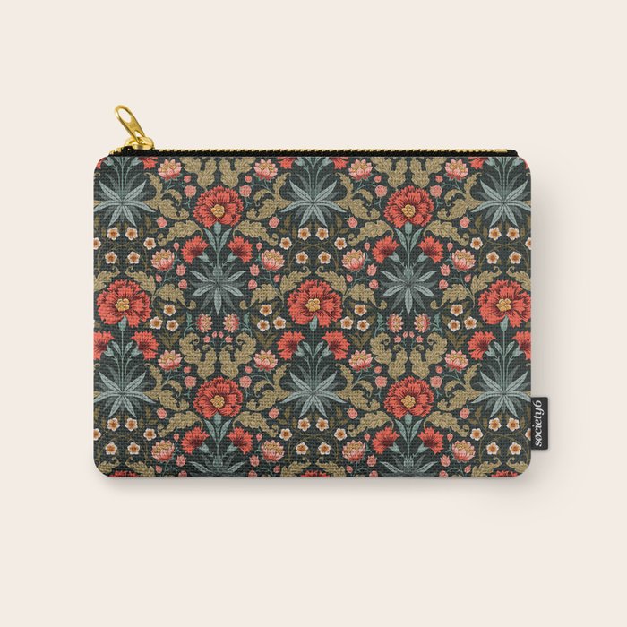 Victorian Carnation in Moody Red and Green Carry All Pouch Gallery Image 1