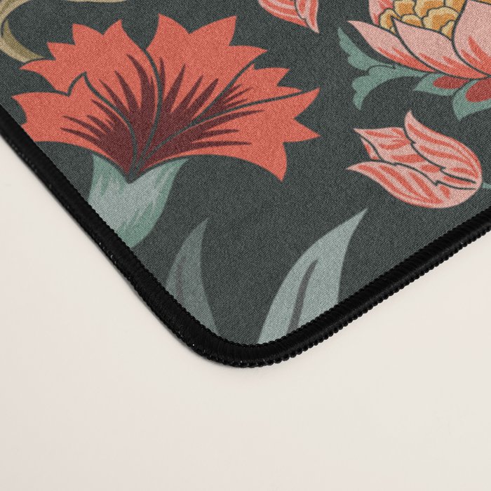 Victorian Carnation in Moody Red and Green Desk Mat Gallery Image 4