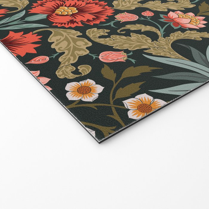 Victorian Carnation in Moody Red and Green Welcome Mat Gallery Image 2
