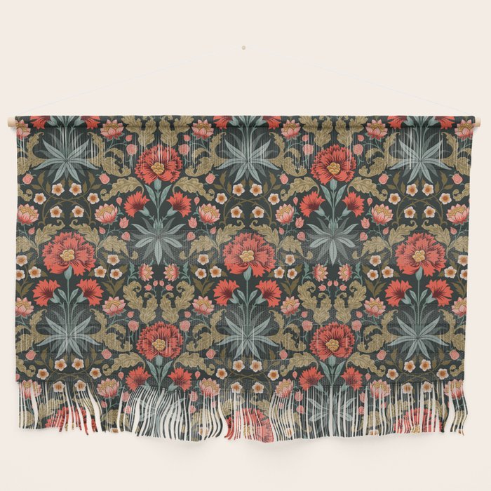 Victorian Carnation in Moody Red and Green Wall Hanging Gallery Image 1