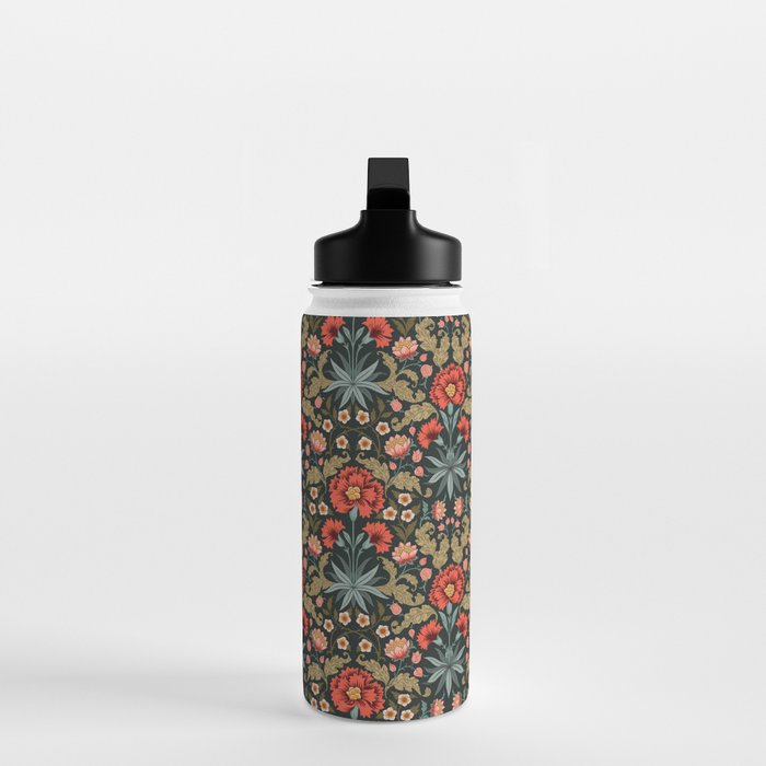 Victorian Carnation in Moody Red and Green Water Bottle Gallery Image 3