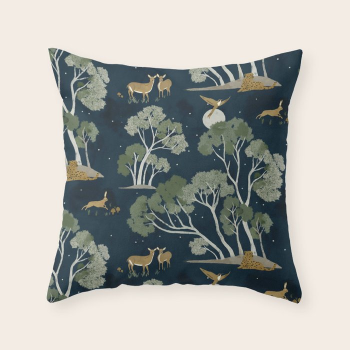 A Forest Awakens Full Moon Throw Pillow Gallery Image 1