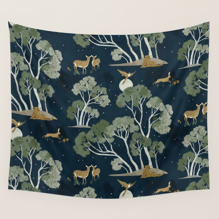 A Forest Awakens Full Moon Wall Tapestry Gallery Image 4
