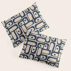 Mid Century Modern Piquet Abstract Multi Pattern in Mid Mod Navy Blue and Beige Pillow Sham Gallery Image 3