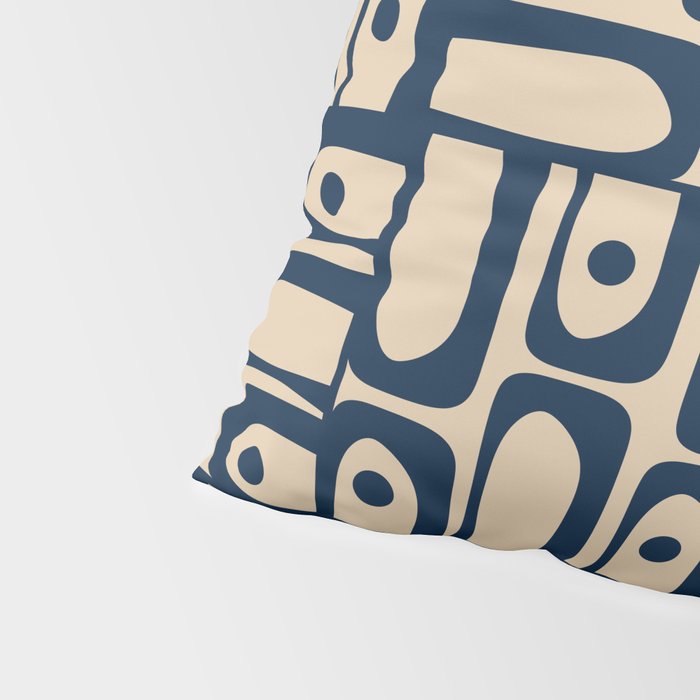 Mid Century Modern Piquet Abstract Multi Pattern in Mid Mod Navy Blue and Beige Pillow Sham Gallery Image 4