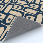 Mid Century Modern Piquet Abstract Multi Pattern in Mid Mod Navy Blue and Beige Rug Gallery Image 4