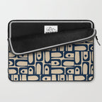 Mid Century Modern Piquet Abstract Multi Pattern in Mid Mod Navy Blue and Beige Laptop Sleeve Gallery Image 2