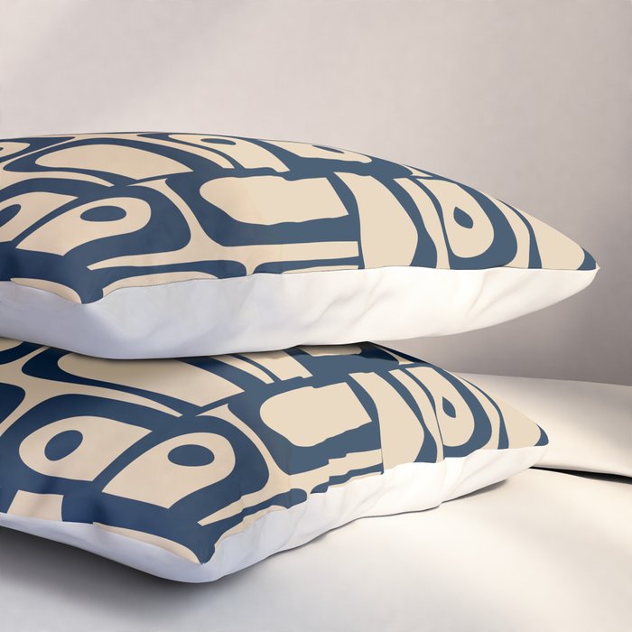 Mid Century Modern Piquet Abstract Multi Pattern in Mid Mod Navy Blue and Beige Pillow Sham Gallery Image 3