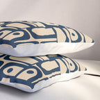 Mid Century Modern Piquet Abstract Multi Pattern in Mid Mod Navy Blue and Beige Pillow Sham Gallery Image 3
