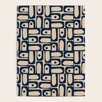 Mid Century Modern Piquet Abstract Multi Pattern in Mid Mod Navy Blue and Beige Poster Gallery Image 4
