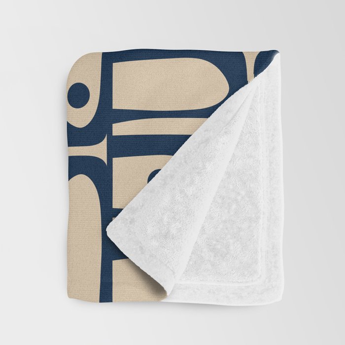 Mid Century Modern Piquet Abstract Multi Pattern in Mid Mod Navy Blue and Beige Throw Blanket Gallery Image 3