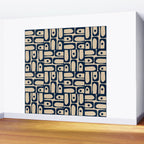 Mid Century Modern Piquet Abstract Multi Pattern in Mid Mod Navy Blue and Beige Wall Mural Gallery Image 2