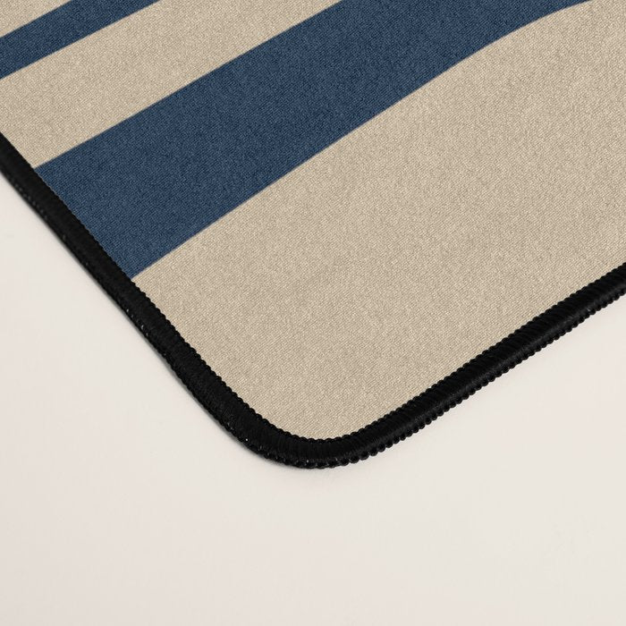 Mid Century Modern Piquet Abstract Multi Pattern in Mid Mod Navy Blue and Beige Desk Mat Gallery Image 4