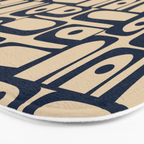 Mid Century Modern Piquet Abstract Multi Pattern in Mid Mod Navy Blue and Beige Bath Mat Gallery Image 3