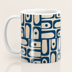 Mid Century Modern Piquet Abstract Multi Pattern in Mid Mod Navy Blue and Beige Coffee Mug Gallery Image 3