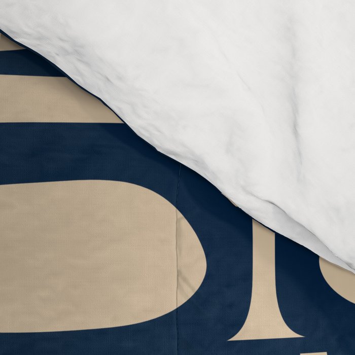 Mid Century Modern Piquet Abstract Multi Pattern in Mid Mod Navy Blue and Beige Comforter Gallery Image 4