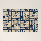 Mid Century Modern Piquet Abstract Multi Pattern in Mid Mod Navy Blue and Beige Welcome Mat Gallery Image 1