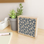 Mid Century Modern Piquet Abstract Multi Pattern in Mid Mod Navy Blue and Beige Mini Art Print Gallery Image 2