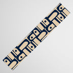 Mid Century Modern Piquet Abstract Multi Pattern in Mid Mod Navy Blue and Beige Table Runner Gallery Image 3