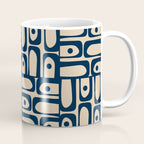 Mid Century Modern Piquet Abstract Multi Pattern in Mid Mod Navy Blue and Beige Coffee Mug Gallery Image 1