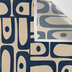 Mid Century Modern Piquet Abstract Multi Pattern in Mid Mod Navy Blue and Beige Wall Tapestry Gallery Image 3