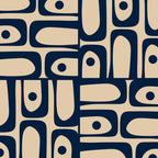 Mid Century Modern Piquet Abstract Multi Pattern in Mid Mod Navy Blue and Beige Coffee Mug Gallery Image 2