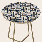Mid Century Modern Piquet Abstract Multi Pattern in Mid Mod Navy Blue and Beige Side Table Gallery Image 2