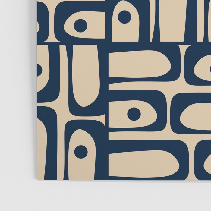 Mid Century Modern Piquet Abstract Multi Pattern in Mid Mod Navy Blue and Beige Poster Gallery Image 3