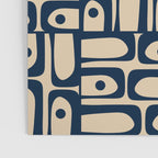 Mid Century Modern Piquet Abstract Multi Pattern in Mid Mod Navy Blue and Beige Poster Gallery Image 3