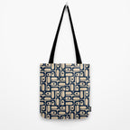 Mid Century Modern Piquet Abstract Multi Pattern in Mid Mod Navy Blue and Beige Tote Bag Gallery Image 2