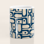 Mid Century Modern Piquet Abstract Multi Pattern in Mid Mod Navy Blue and Beige Coffee Mug Gallery Image 4