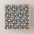 Mid Century Modern Piquet Abstract Multi Pattern in Mid Mod Navy Blue and Beige Mini Art Print Gallery Image 1